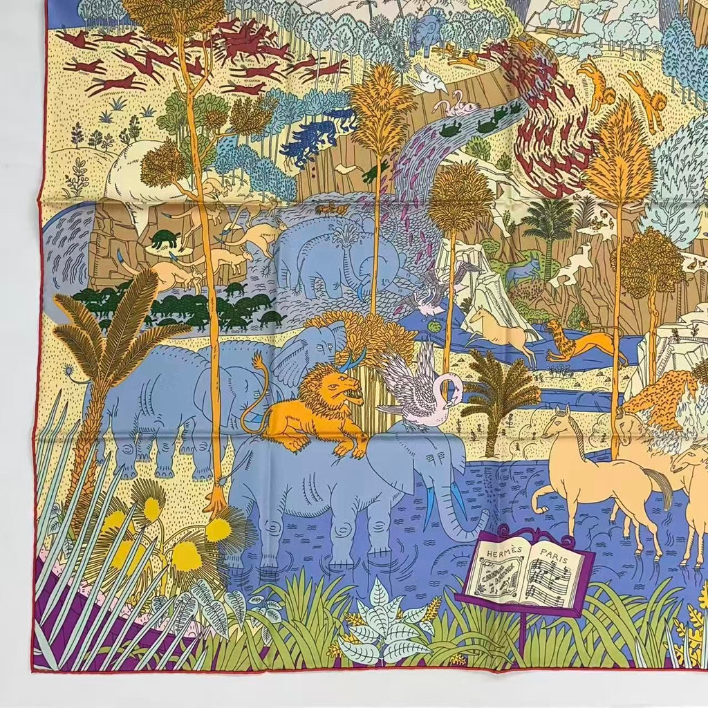 Hermes Carre 90 Scarf Silk Collection le Carnaval Des Animal Carnival of the — view 8