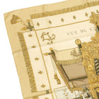 Hermes Carre 90 Scarf Vue du Carosse de Queen's Coronation Silk Beige — view 9