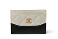 Chanel Card Case Business Holder Gabrielle Quilted Lambskin Calfskin White Black