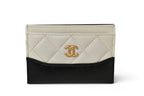 Chanel Card Case Business Holder Gabrielle Quilted Lambskin Calfskin White Black
