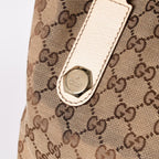 Gucci GG Canvas Tote Shoulder Bag Bucket Shape Leather Ivory Beige — view 8