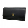 Gucci Wallet GG Marmont Leather Black Gold