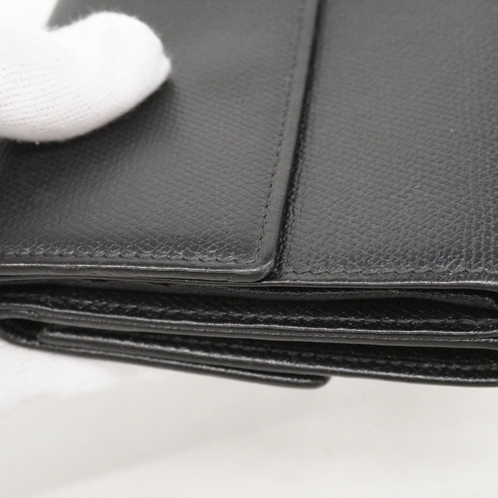 Chanel Trifold Wallet Coco Button Leather Black Champagne Gold — view 7
