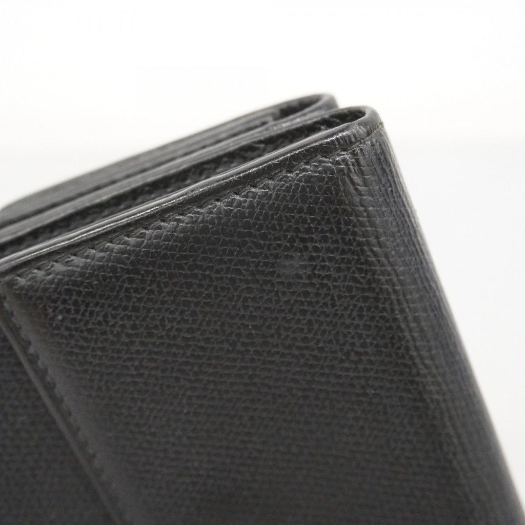 Chanel Trifold Wallet Coco Button Leather Black Champagne Gold — view 8