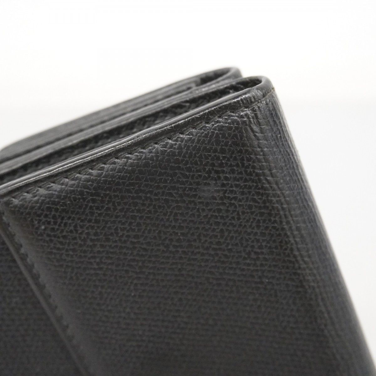 Chanel Trifold Wallet Coco Button Leather Black Champagne Gold — view 8
