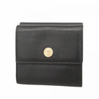 Chanel Trifold Wallet Coco Button Leather Black Champagne Gold