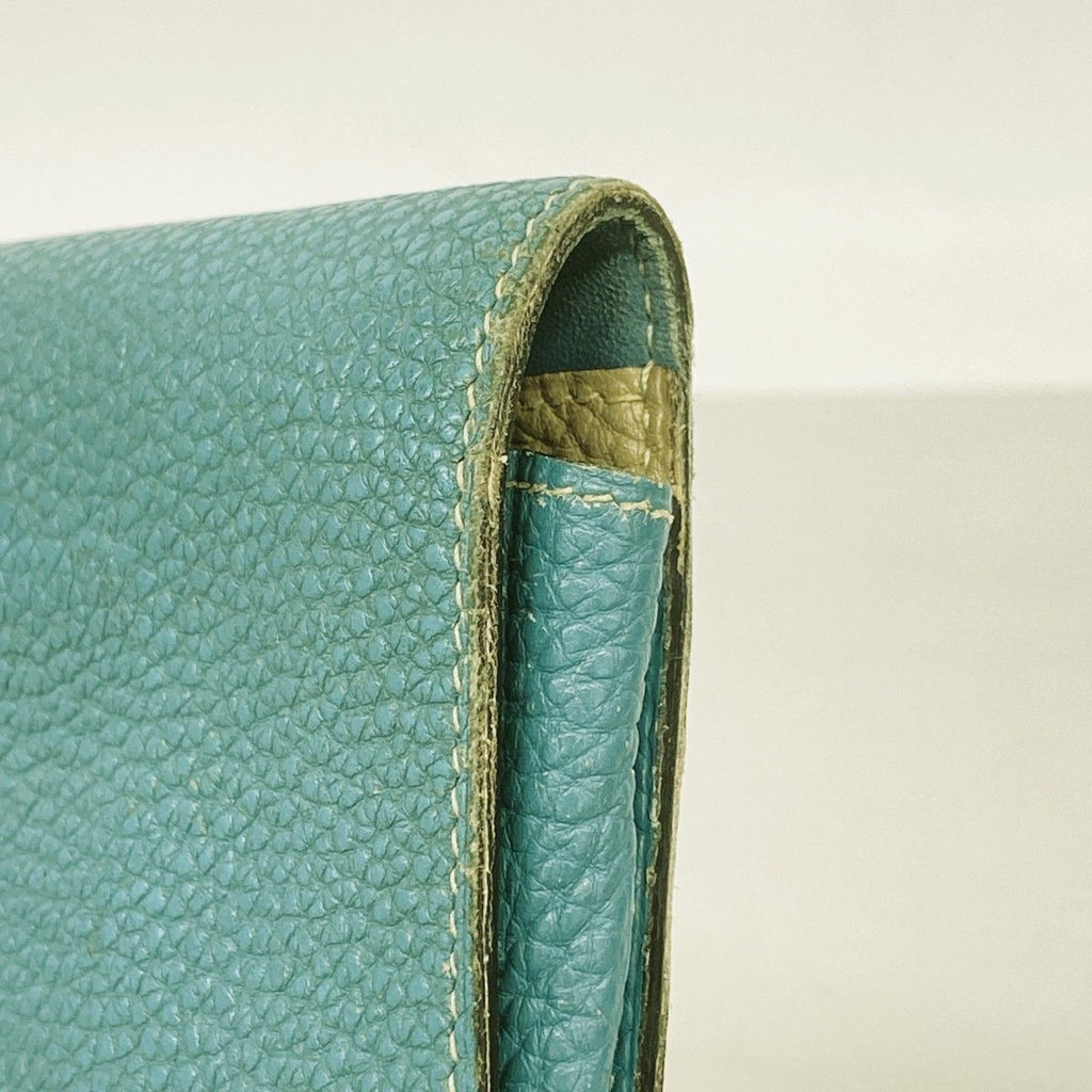 Hermes Wallet Dogon GM Togo Blue Jean Etoupe Silver — view 6