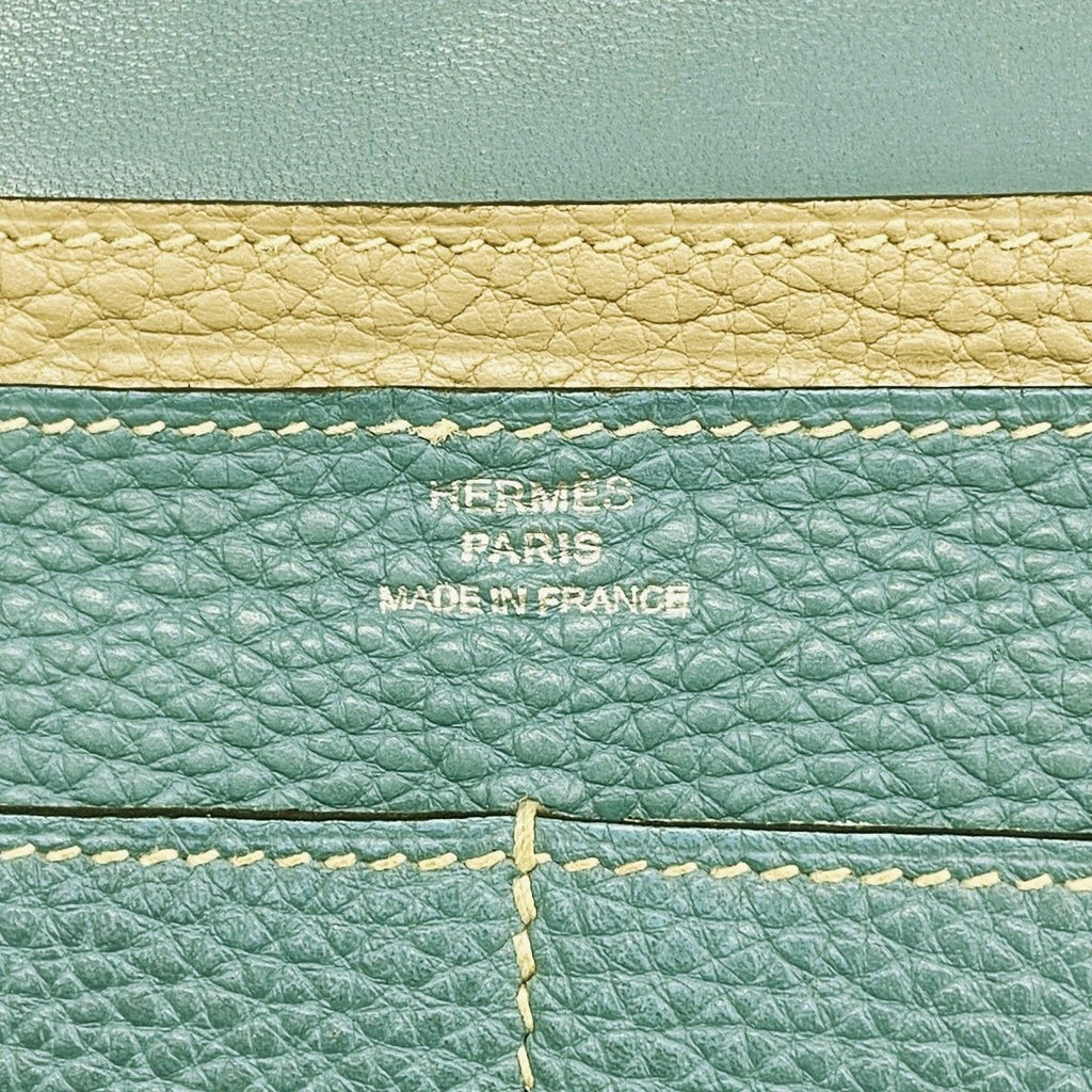 Hermes Wallet Dogon GM Togo Blue Jean Etoupe Silver — view 4