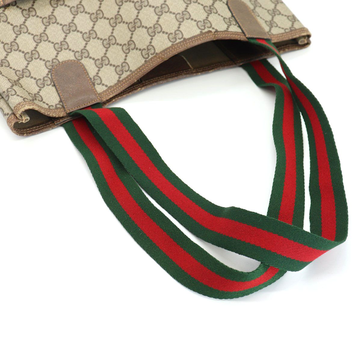 Gucci Tote Shoulder Bag GG Supreme Sherry Leather Vintage — view 9