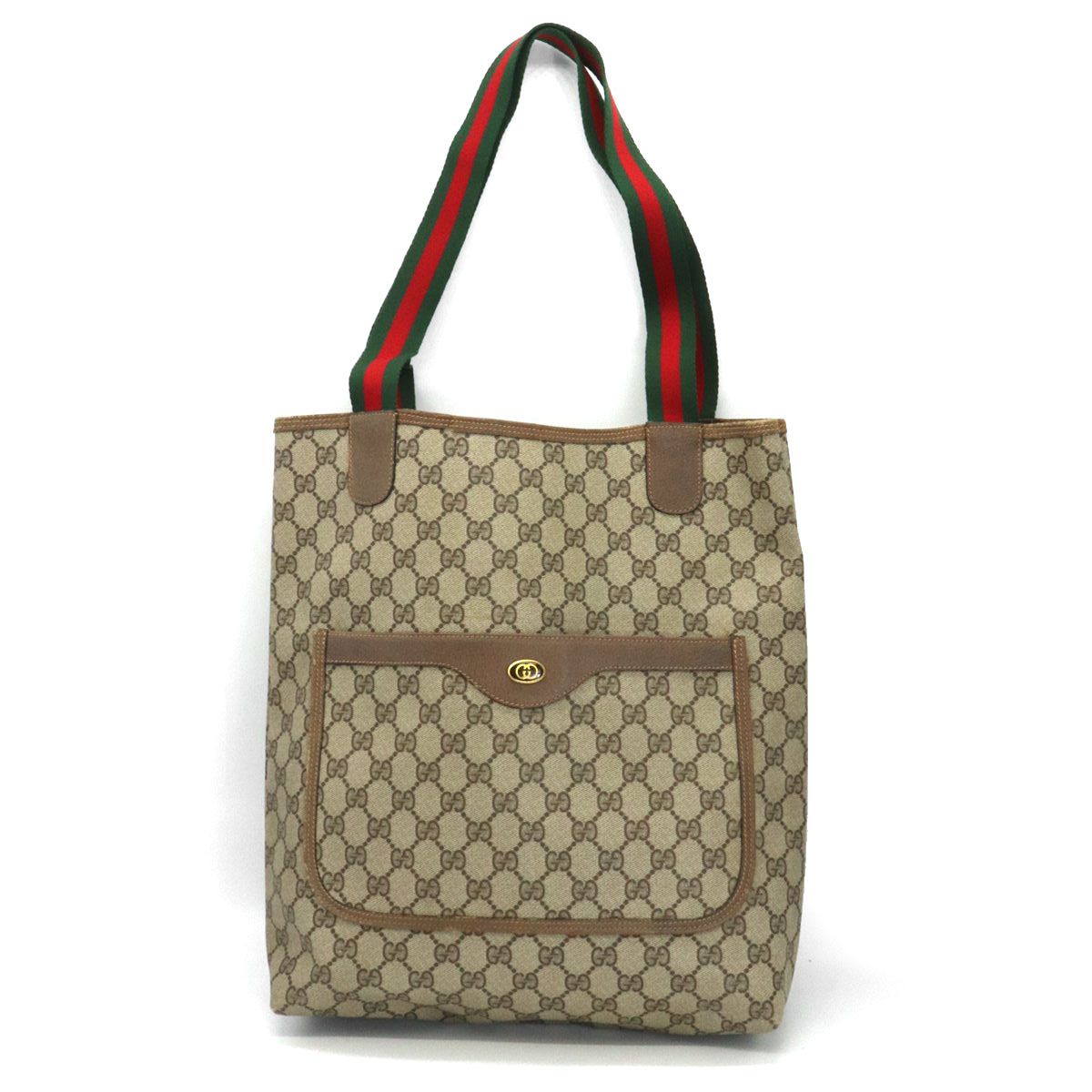 Gucci Tote Shoulder Bag GG Supreme Sherry Leather Vintage