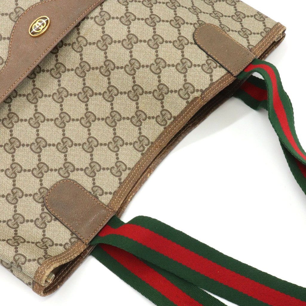 Gucci Tote Shoulder Bag GG Supreme Sherry Leather Vintage — view 8
