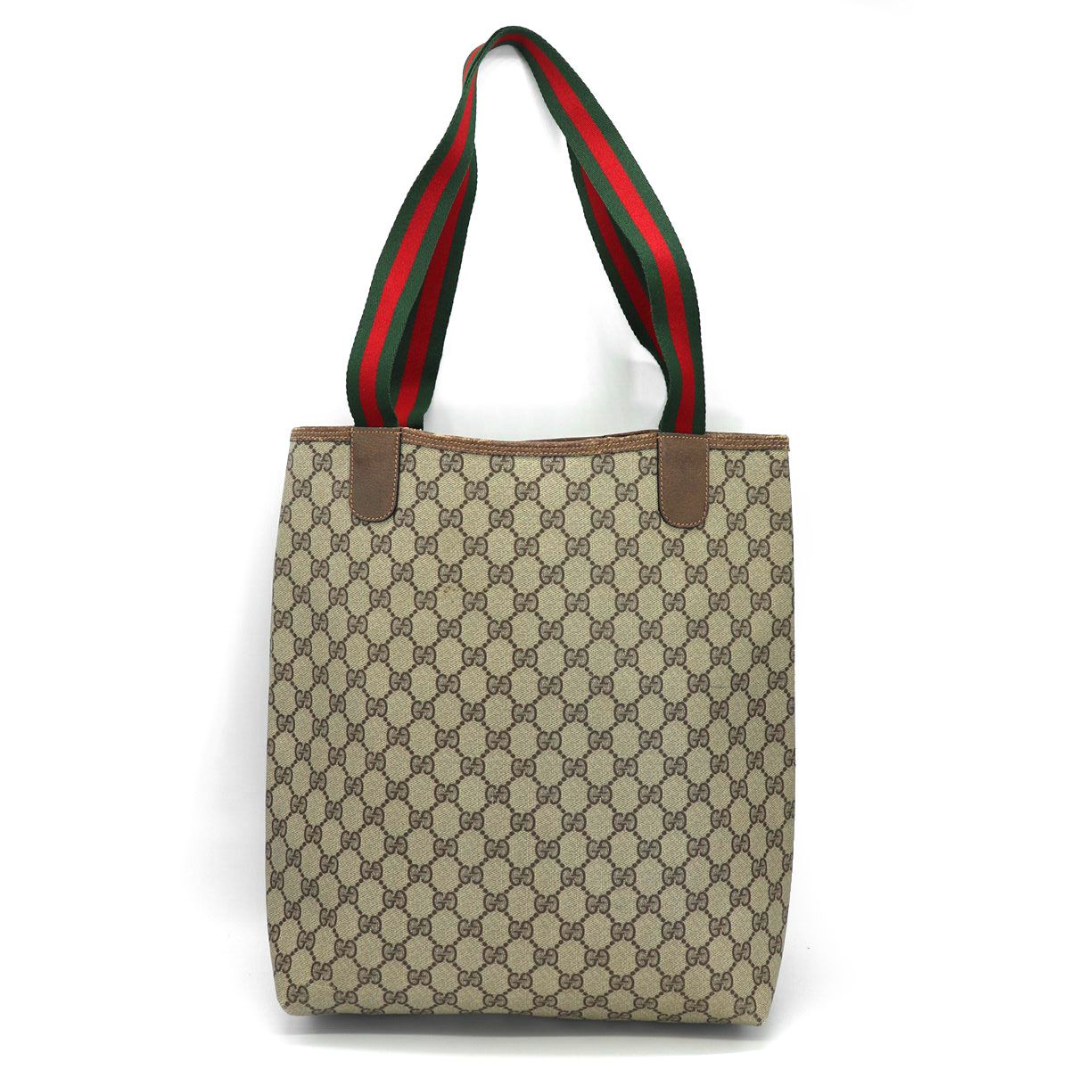 Gucci Tote Shoulder Bag GG Supreme Sherry Leather Vintage — view 2