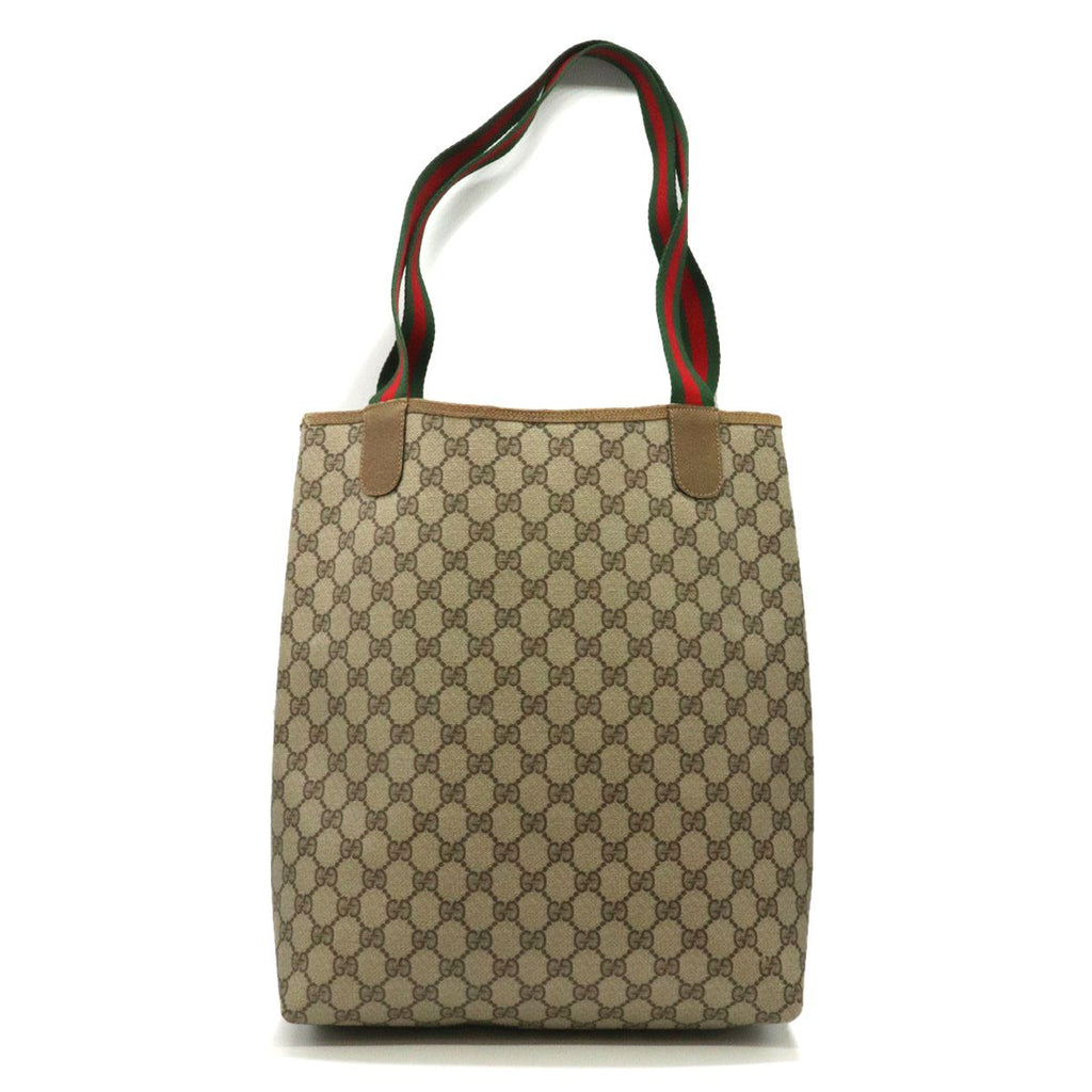 Gucci Tote Shoulder Bag GG Supreme Sherry Leather Vintage — view 2