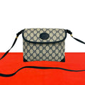 Gucci Vintage GG Logo Pattern Leather Mini Shoulder Bag Pochette Crossbody Navy