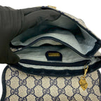 Gucci Vintage GG Logo Pattern Leather Mini Shoulder Bag Pochette Crossbody Navy — view 9