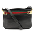 Gucci Vintage Shoulder Bag Leather Sherry Black