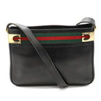 Gucci Vintage Shoulder Bag Leather Sherry Black