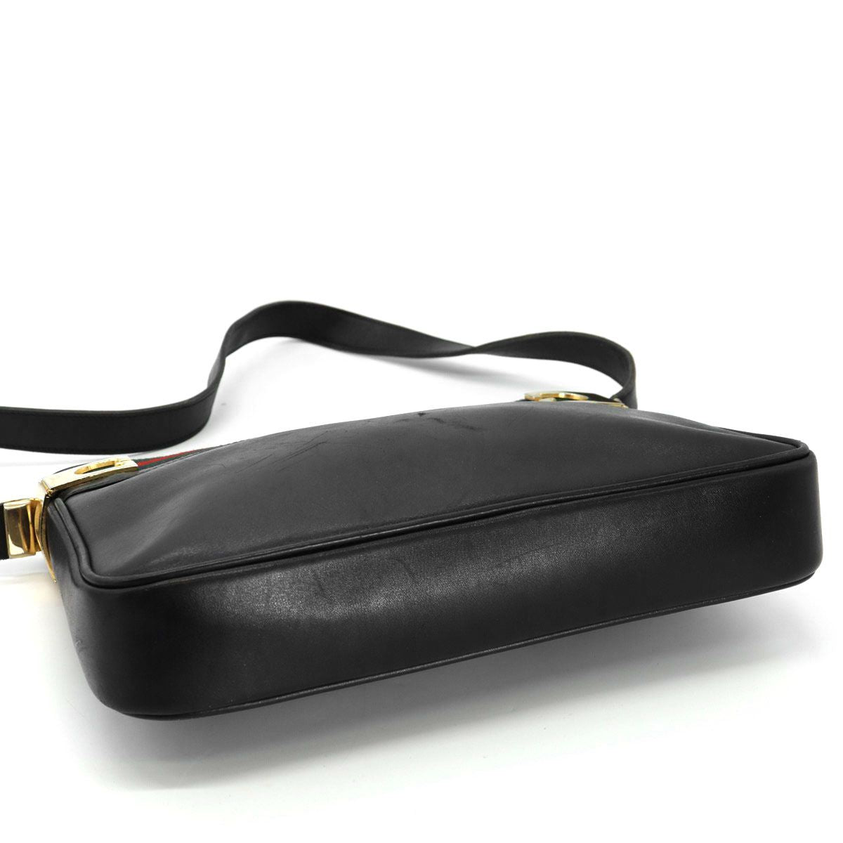 Gucci Vintage Shoulder Bag Leather Sherry Black — view 5