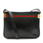 Gucci Vintage Shoulder Bag Leather Sherry Black — view 2