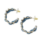 Chanel Earrings Hoop CC Logo Chain Denim 26 — view 2
