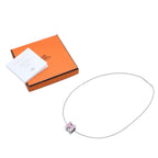 Hermes Cage D'h Cube Wire Necklace Silver Pink
