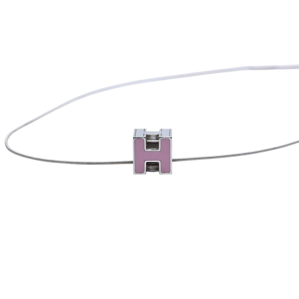 Hermes Cage D'h Cube Wire Necklace Silver Pink — view 4