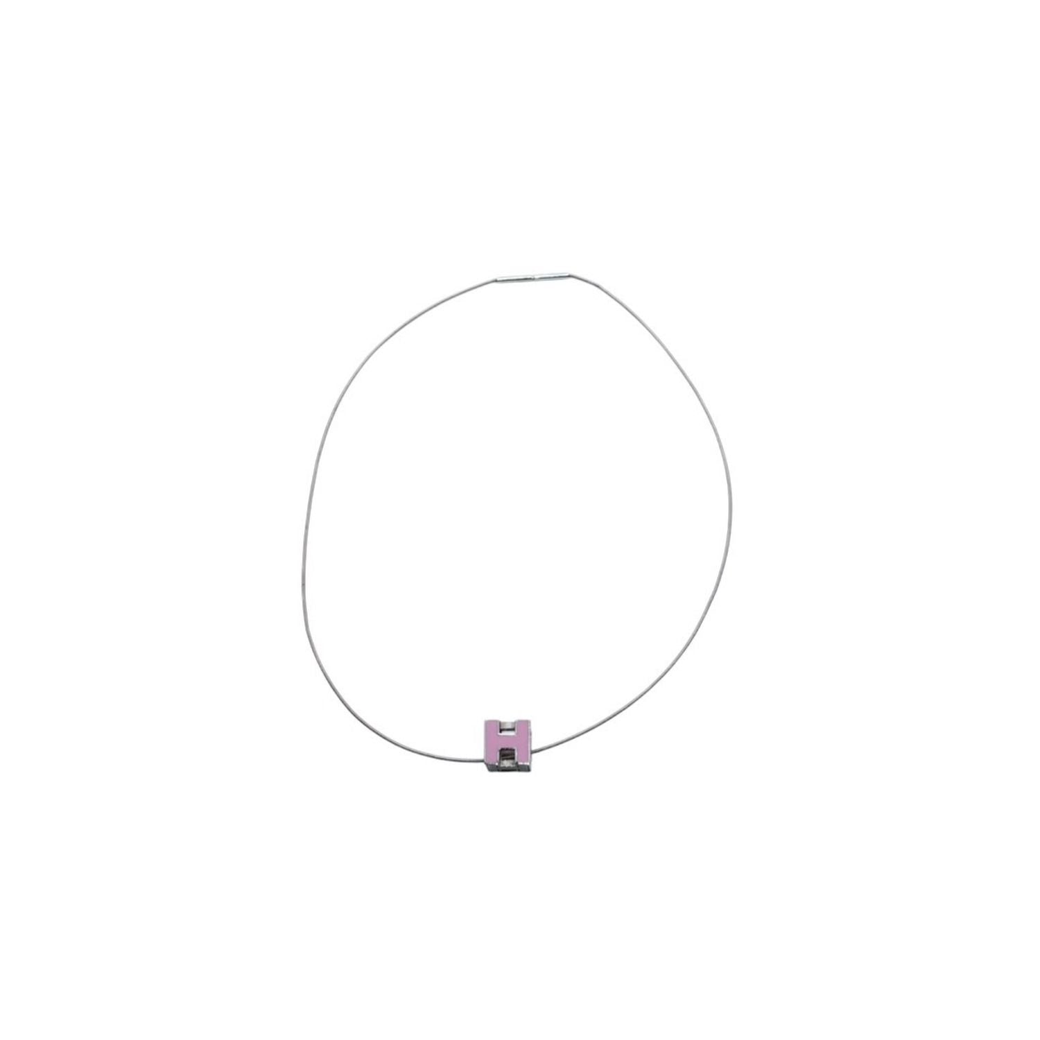 Hermes Cage D'h Cube Wire Necklace Silver Pink — view 3