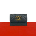 Chanel 19 CC Logo Lambskin Leather Trifold Wallet Mini Gray