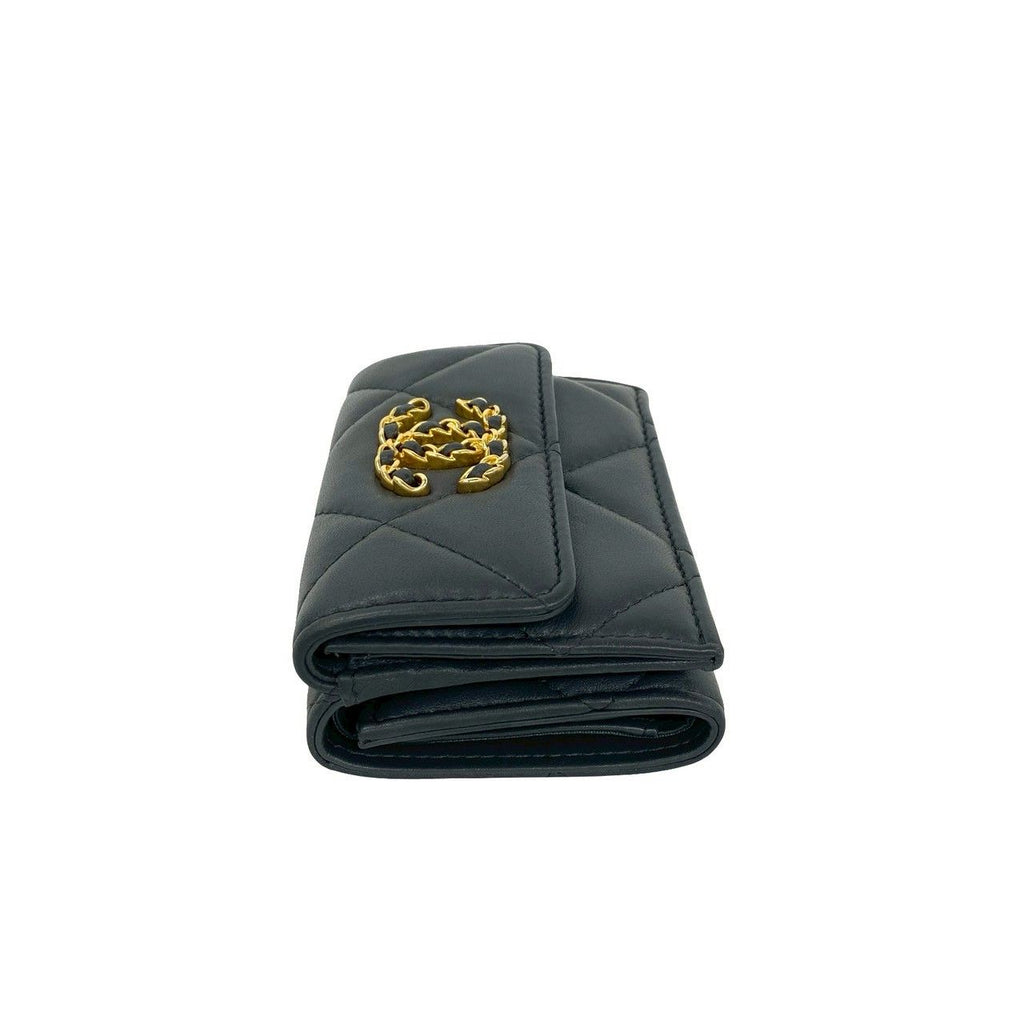 Chanel 19 CC Logo Lambskin Leather Trifold Wallet Mini Gray — view 4