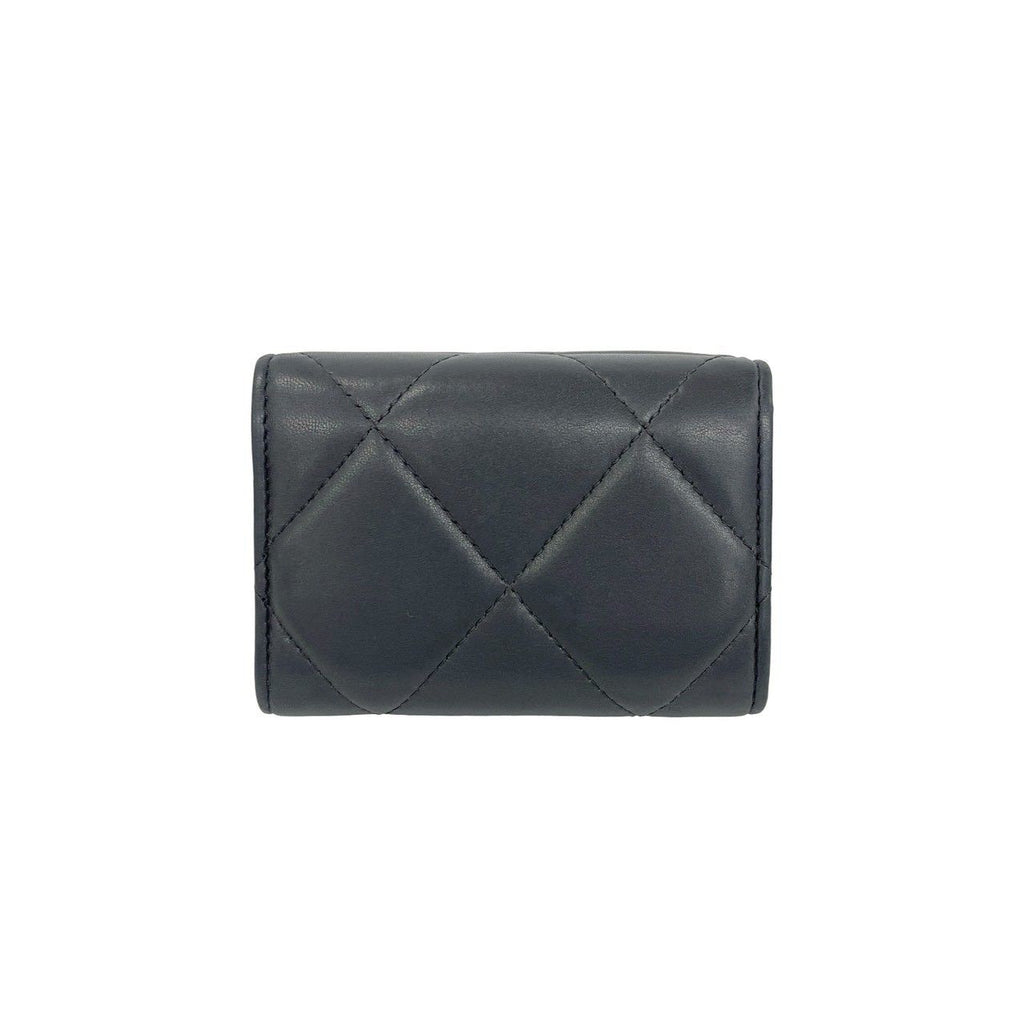 Chanel 19 CC Logo Lambskin Leather Trifold Wallet Mini Gray — view 2