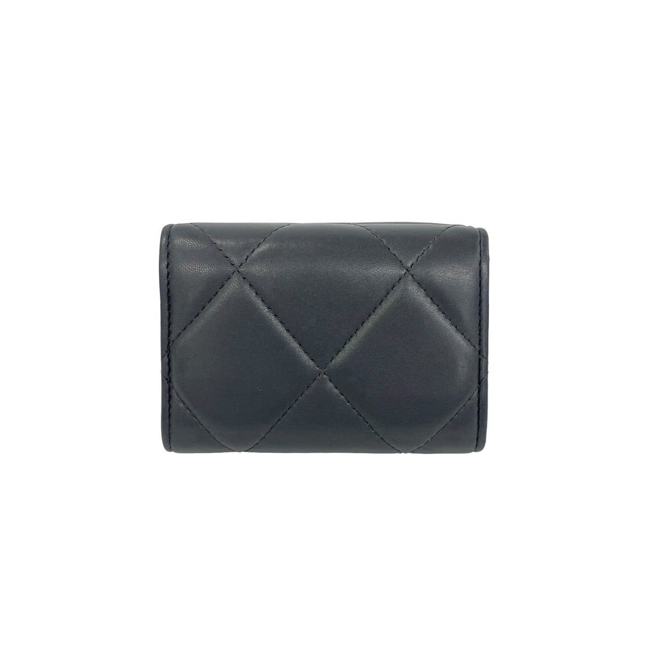 Chanel 19 CC Logo Lambskin Leather Trifold Wallet Mini Gray — view 2