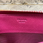 Prada Wallet Saffiano Pink Round Card Coin Billfold — view 5