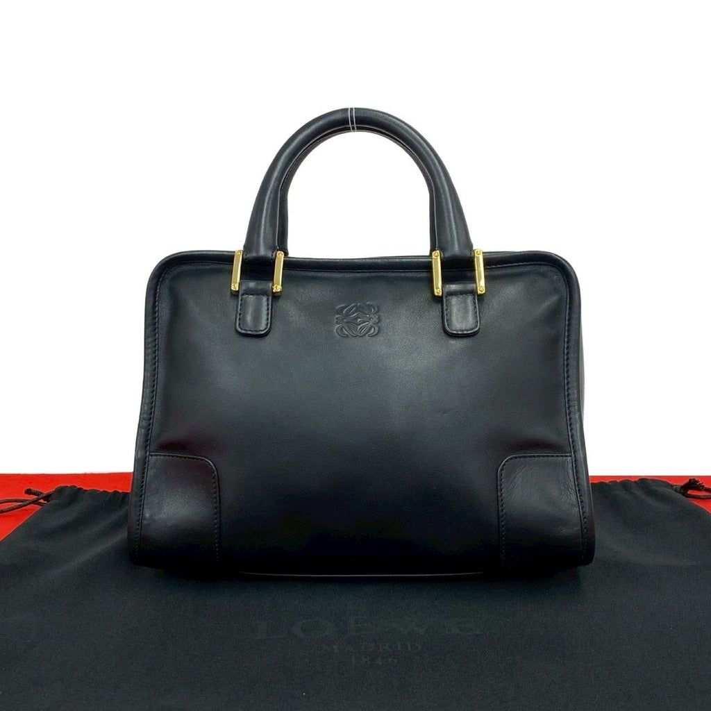 Loewe Vintage Amazona 28 Anagram Logo Leather Mini Boston Bag Black