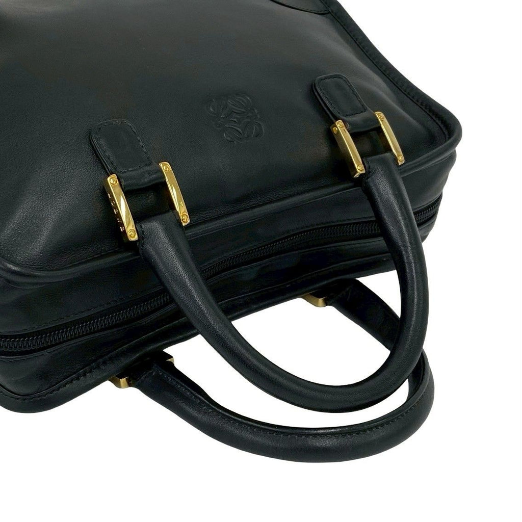 Loewe Vintage Amazona 28 Anagram Logo Leather Mini Boston Bag Black — view 4