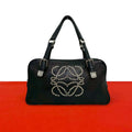 Loewe Anagram Studs Logo Leather Mini Tote Boston Bag Black