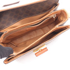 Celine Shoulder Bag Macadam Dark Brown Canvas Leather — view 3