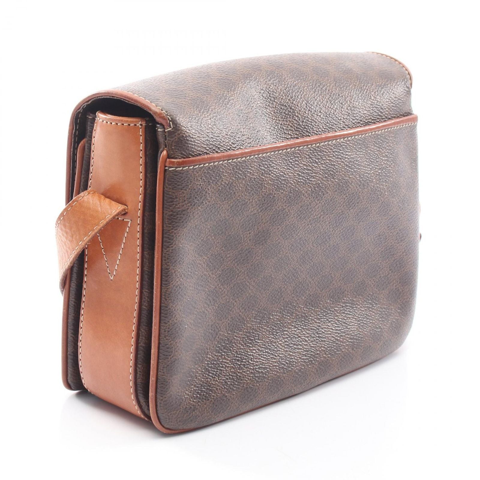 Celine Shoulder Bag Macadam Dark Brown Canvas Leather — view 2