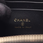 Chanel Shoulder Bag CC Logo Vanity Black Fabric Leather Quilted Chain — view 4