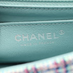 Chanel Shoulder Bag Mini Quilted 20 Mint Green Blue Fabric Chain — view 4