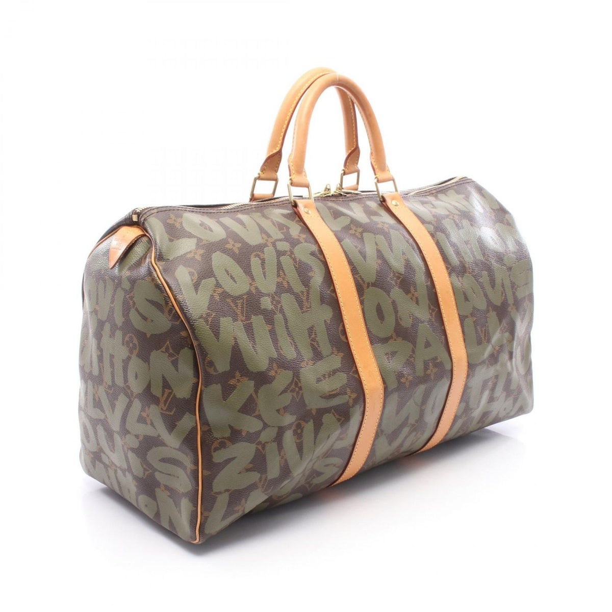 Louis Vuitton Boston Bag Keepall 50 Bag Khaki Canvas Leather — view 2