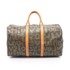 Louis Vuitton Boston Bag Keepall 50 Bag Khaki Canvas Leather