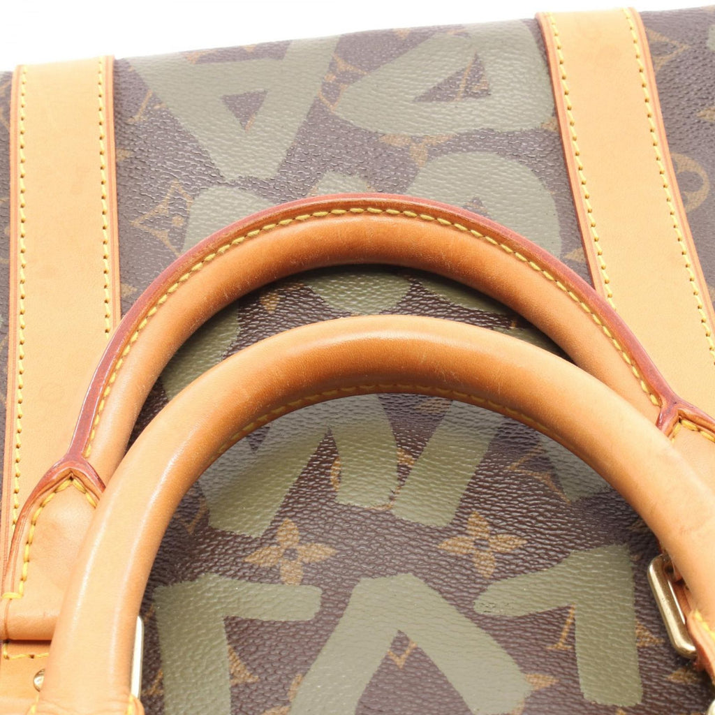 Louis Vuitton Boston Bag Keepall 50 Bag Khaki Canvas Leather — view 7