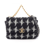 Chanel Shoulder Bag 19 Dizeneuf Quilted 2-Way Black White Fabric Leather 19