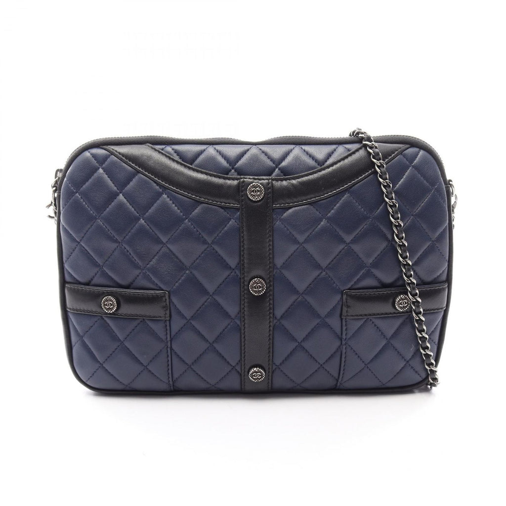 Chanel Shoulder Bag Girl Navy Black Lambskin Chain