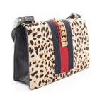 Gucci Shoulder Bag Sylvie Small Web Line 2-Way Beige Leather — view 2