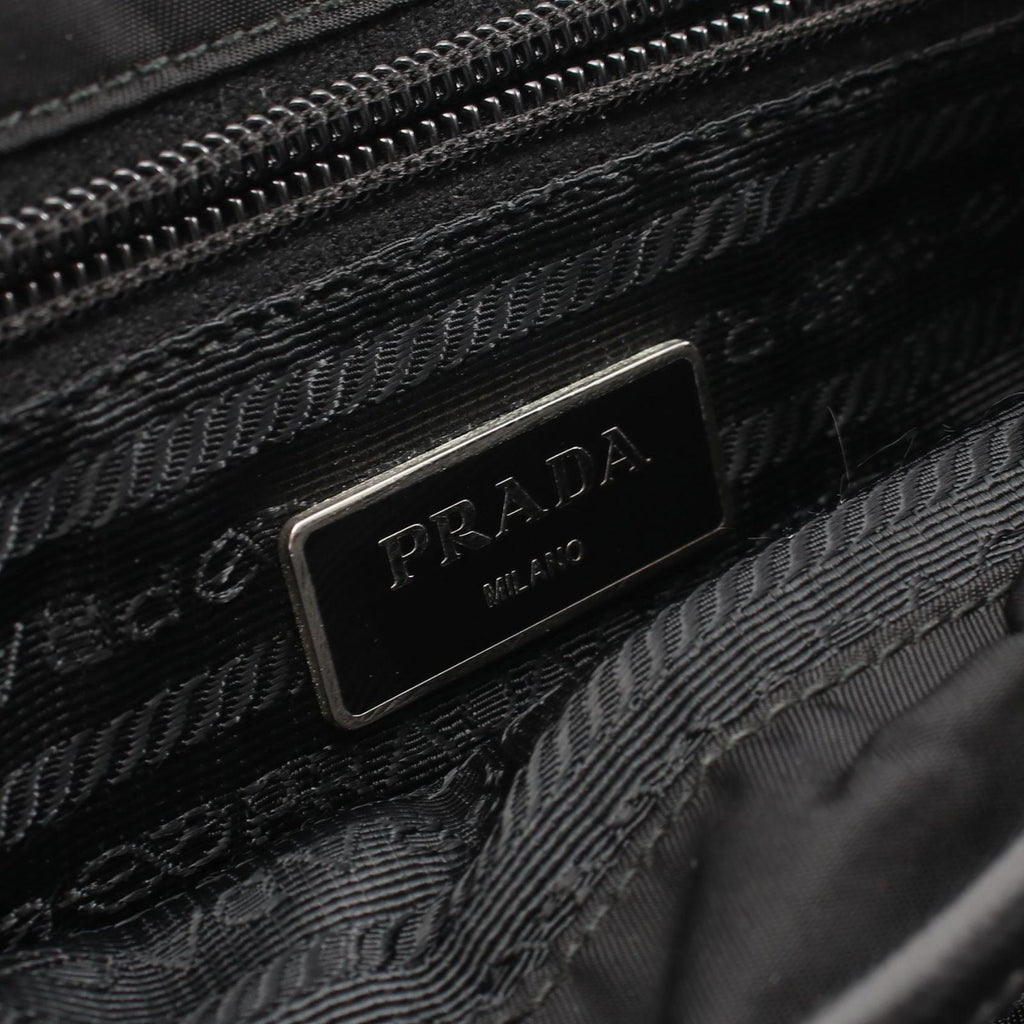 Prada Shoulder Bag Black Nylon Saffiano Leather — view 4