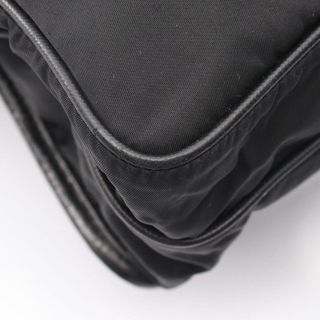 Prada Shoulder Bag Black Nylon Saffiano Leather — view 5