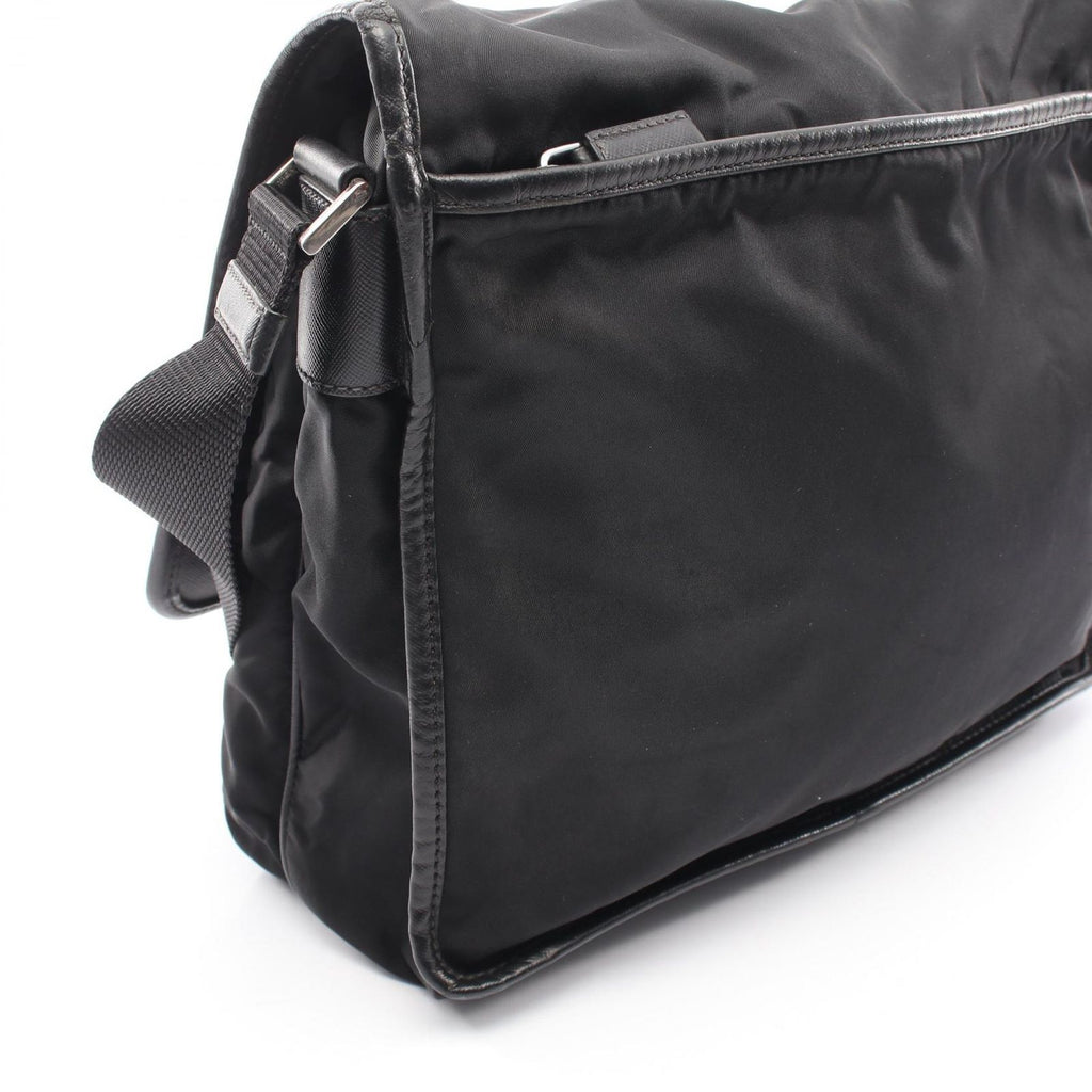 Prada Shoulder Bag Black Nylon Saffiano Leather — view 8