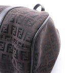 Fendi Handbag Zucchino Dark Brown Canvas Leather Tote — view 5