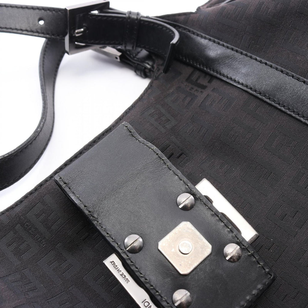 Fendi Handbag Zucchino Dark Brown Canvas Leather Tote — view 9